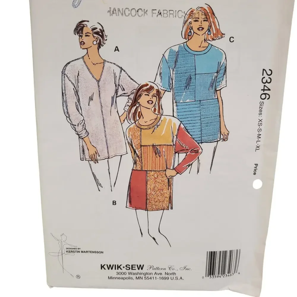 Vintage Stretch Knit Top KWIK SEW Sewing Pattern 2346 UNCUT Size XS-XL 90s 80s